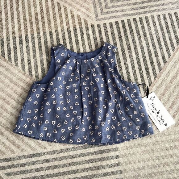 PIPPA & JULIE | Blue | SWINGY HEART CHAMBRAY COTTON TOP - Picture 3 of 4